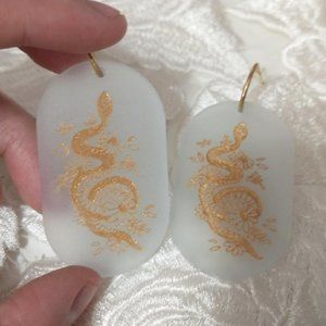 Acrylic Snake Garden Engraved Earrings